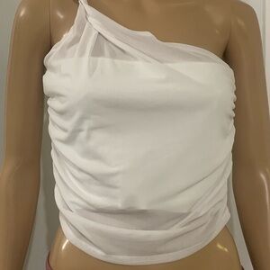 Sincerely Jules White One-Shoulder Ribbed Top